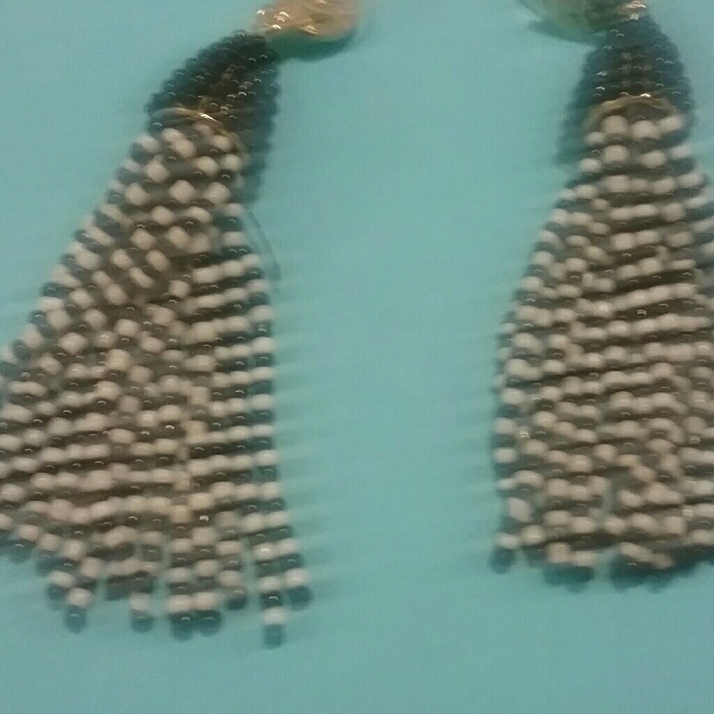 Black and white beaded earrings